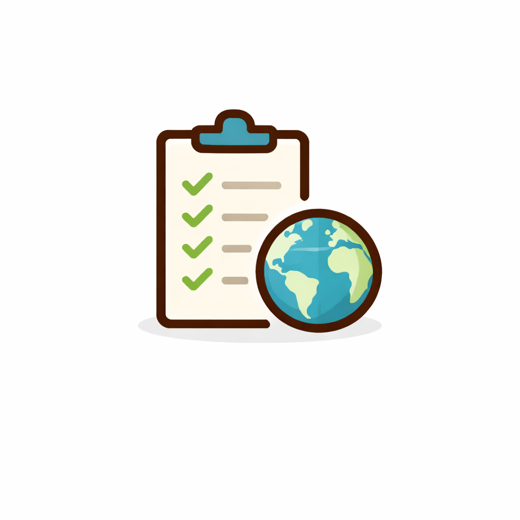 illustration of globe next to a clipboard