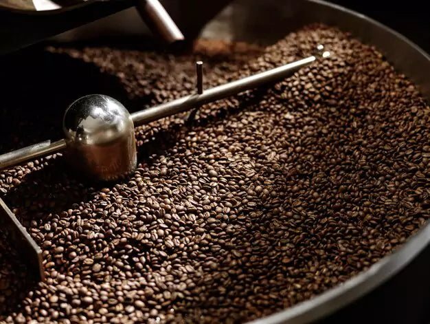 coffee cooling in cooling tray of coffee roaster